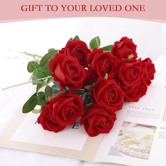 Hananona 100 Pcs Artificial Roses in Bulk, Fake Silk Roses Realistic Roses - Image 2