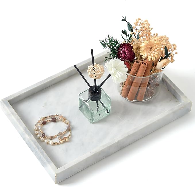 Marble Bathroom Tray, Pure Natural Marble Vanity Tray | marble tray by MULWRMarbleTray