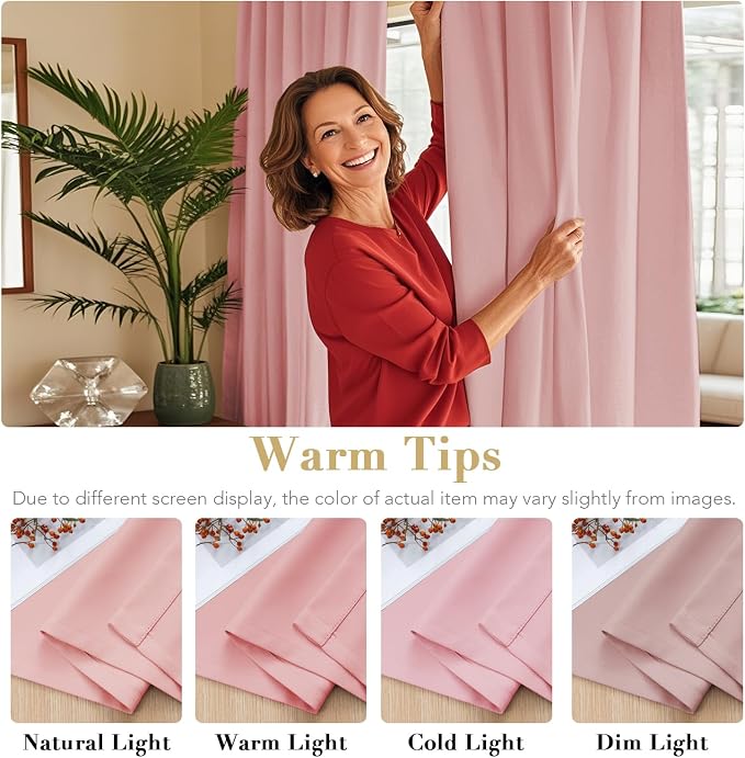 H.VERSAILTEX Baby Pink Blackout Curtains - Image 3