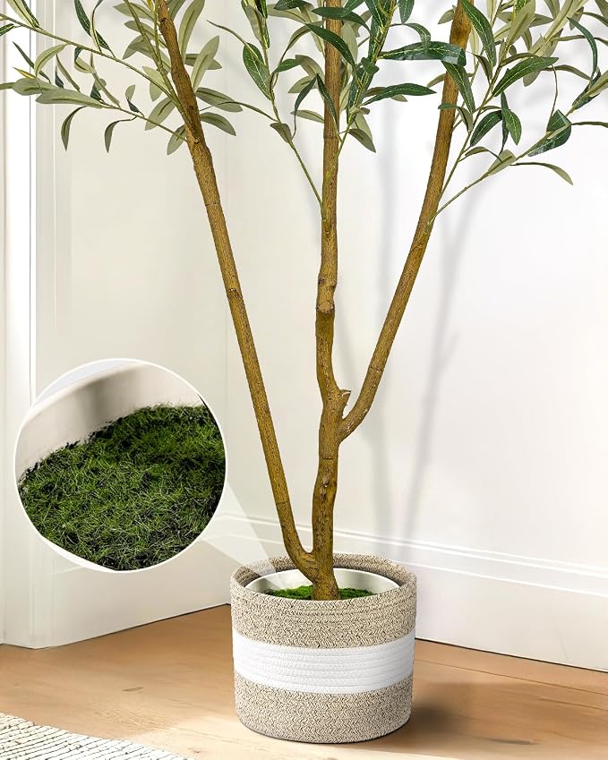 Artificial Olive Tree 5FT with Planter&Cotton Basket | Tall Faux Olive Trees - Image 4