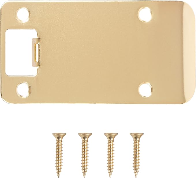 Round Corner Extended Lip Strike Plate, 2-1/4" x 4", Polished Brass - Image 2