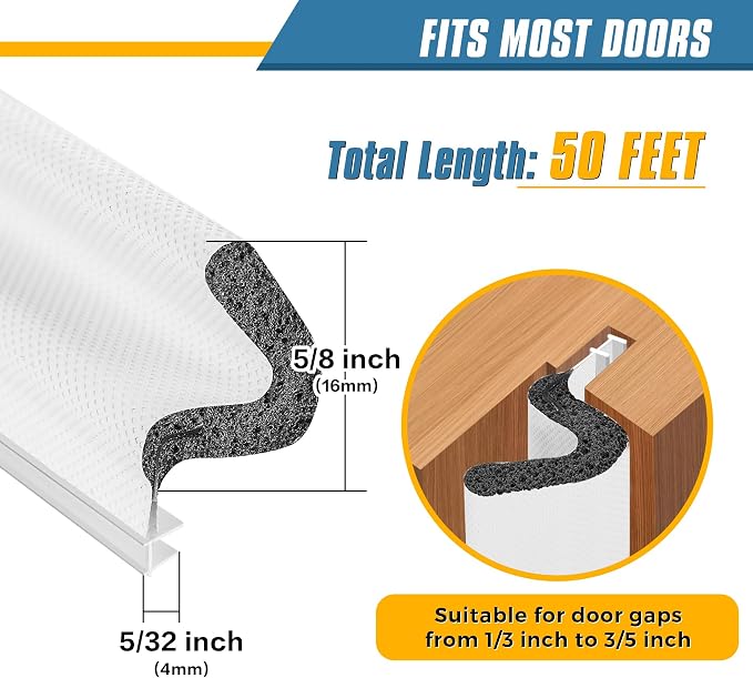 Door Weather Stripping, 50 FT V-Shaped Kerf Seal - Image 4