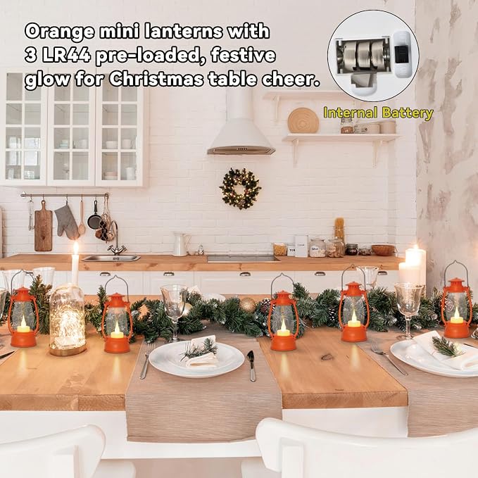 12Pcs Orange Mini Lanterns for Fall Halloween Thanksgiving & Western Camping - Image 7