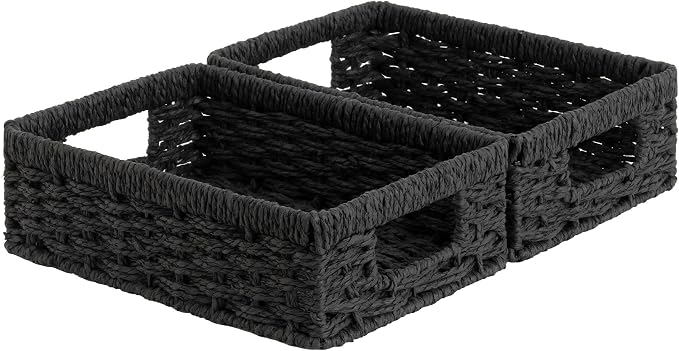 StorageWorks Wicker Baskets for Organizing, Paper Rope Black Baskets, Woven - Image 8