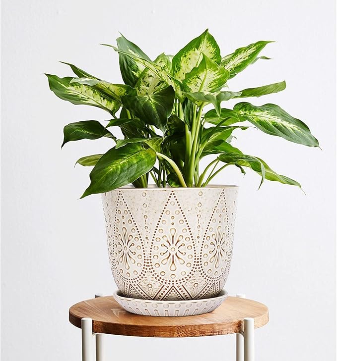 Gepege 8 Inch White Ceramic Plant Pot - Image 7
