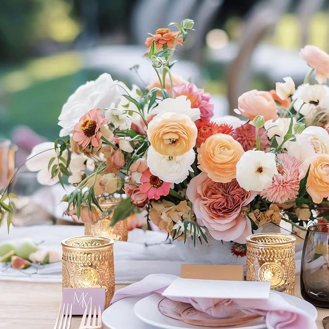 DEVI 24pcs Gold Glass Votive Candle Holders, Wedding Decorations, Bridal Shower - Image 6