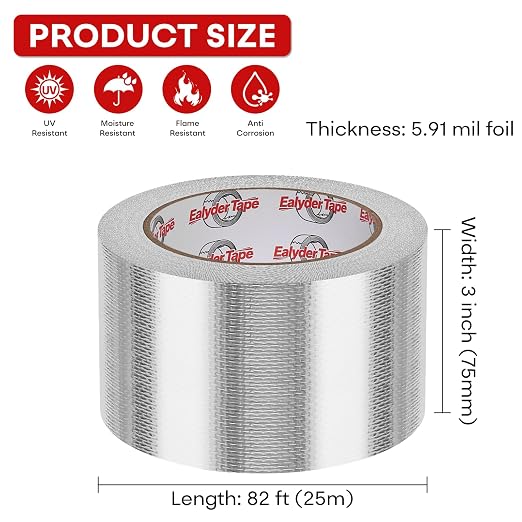 3" x 82Ft Aluminum Foil Heat Shield Tape Fiberglass Thermal Tape | High temp - Image 5