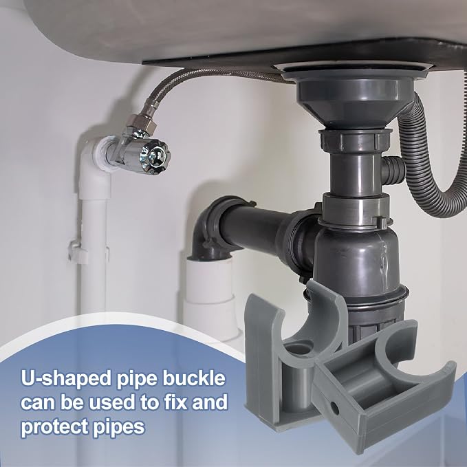 uxcell 2 Pcs PVC Water Pipe Clamps Clips, 110mm ID U-Shaped Water Pipe Buckles - Image 6