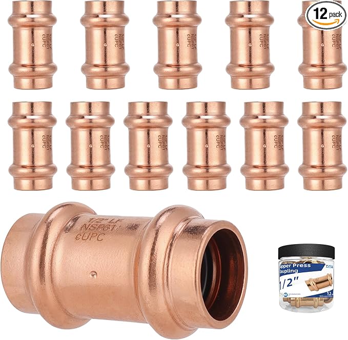 1/2" Press Coupling with Stop, Lead-Free Fittings by YVSKMPlumbingSolutions