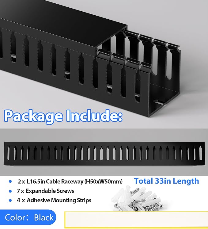2" H x 2" W Cable Raceway, 33in Under Desk Wire Management Channel, 16.5in Each - Image 4