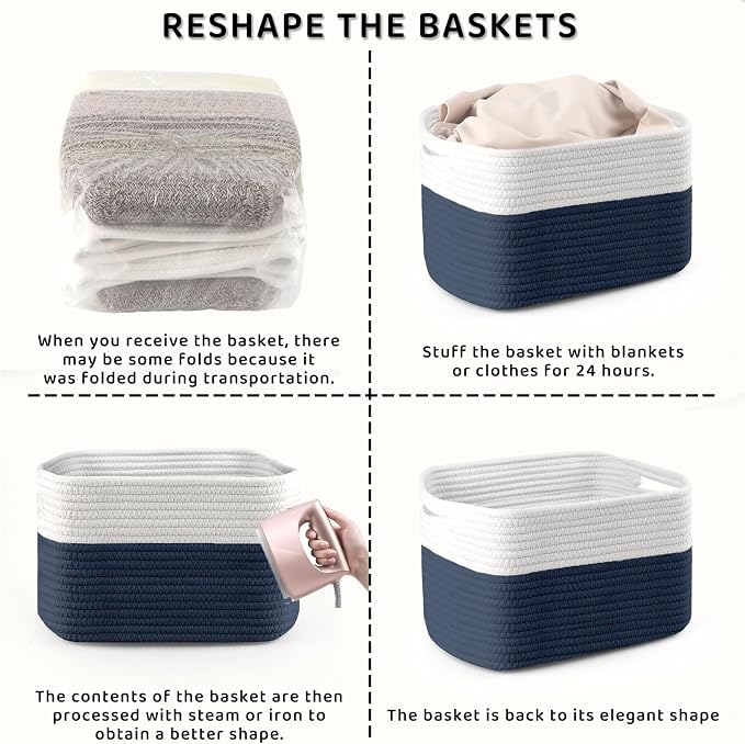 4 Pack Storage Baskets for Organizing, and Clothes, Cotton Rope Basket for - Image 7