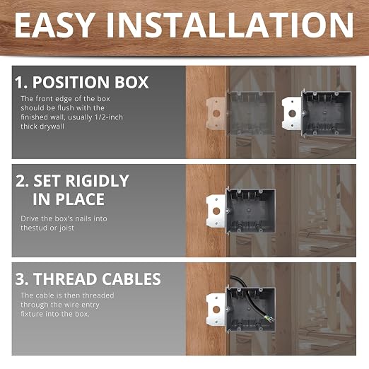 Adjustable 2-Gang 34 Cu. in. Grey Electrical Outlet Box ETL 12-Pack | - Image 4