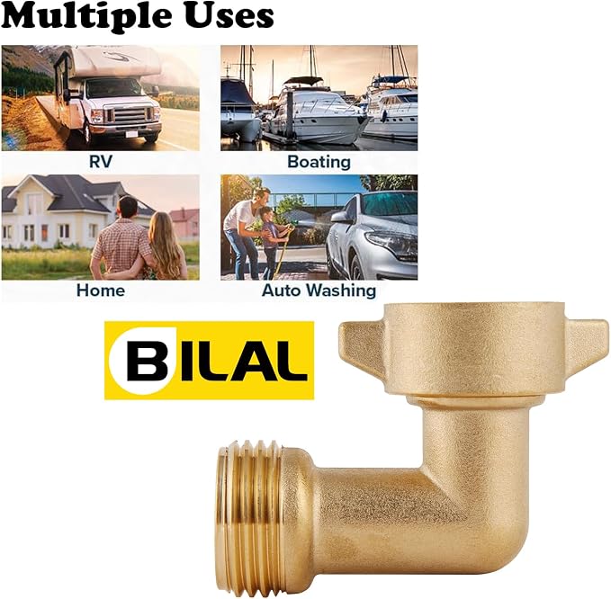 90-Degree Hose Elbow For RVs — Solid Brass Construction | Convenient Easy Grip - Image 6