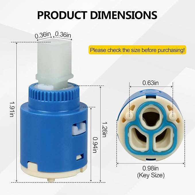 25mm Faucet Cartridge Replacement, Compatible - Image 2