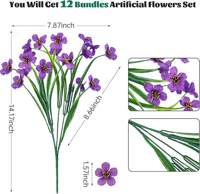 Lnoicy 12 Pcs Artificial Flowers - Image 2