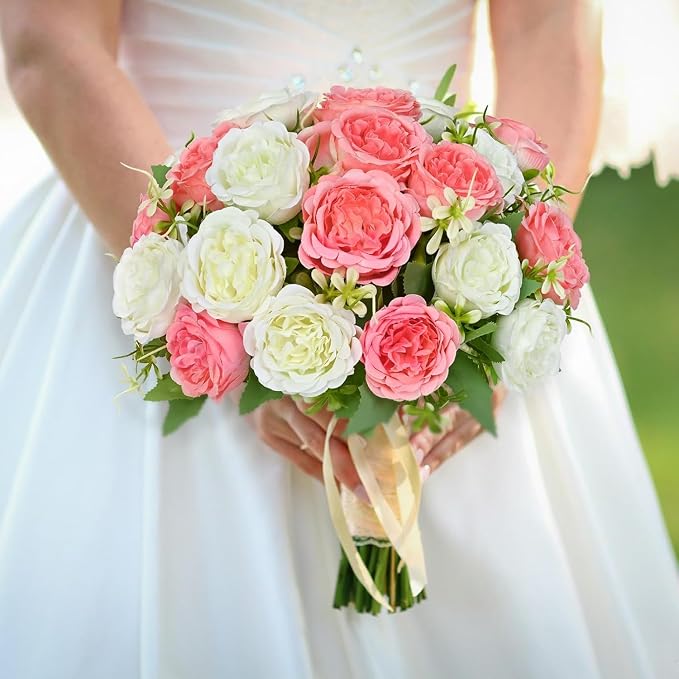 4 Packs Peonies Artificial Flowers Mixed White Pink Silk Artificial Peonies | - Image 5