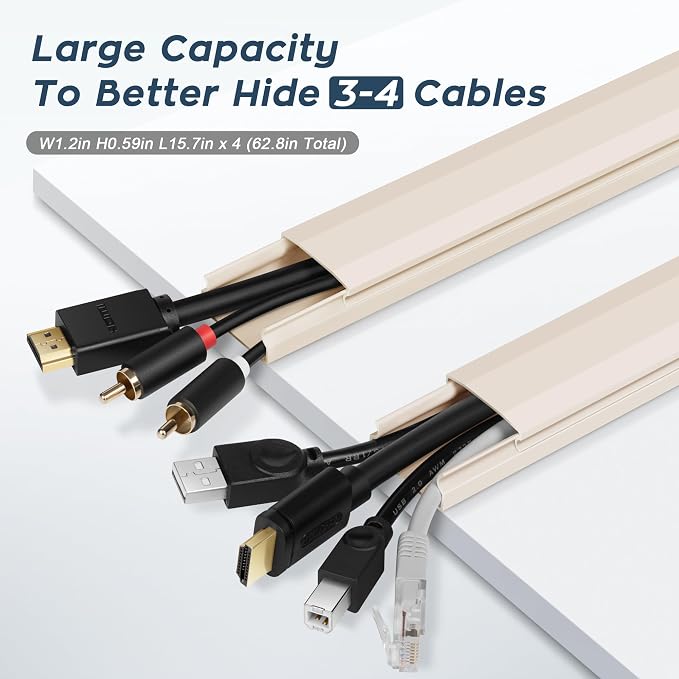 PVC Cord Hider Cable Management Wall, 62.8in TV Cable Hider | Paintable Cable - Image 4