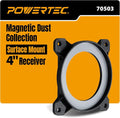 POWERTEC 4 Inch Surface Mount Dust Port Steel Ring Receiver, Magnetic Dust by POWERTEC