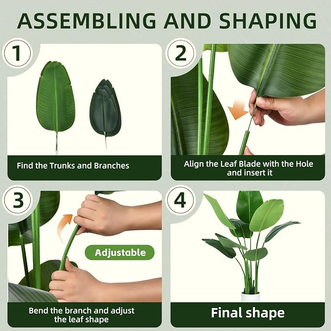 Bird of Paradise Plant Artificial 4ft, Faux Plants Indoor Tall - Image 3