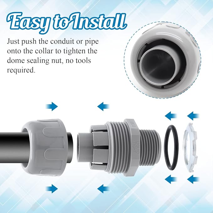 10Pcs 1/2 Inch NPT Liquid Tight Connector | Nonmetallic Electrical Conduit - Image 5
