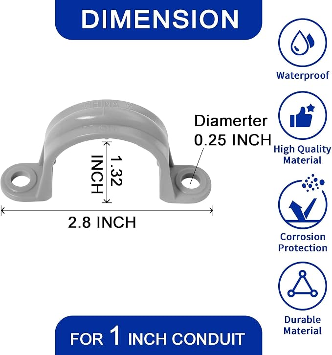 Yariwiz 1 inch Plastic PVC Flex Electrical Conduit Strap Clamp Fittings - Image 2