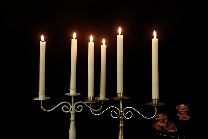 GenSwin Flameless Taper Candles LED Battery Operated Remote Timer Ivory | LED - Image 2