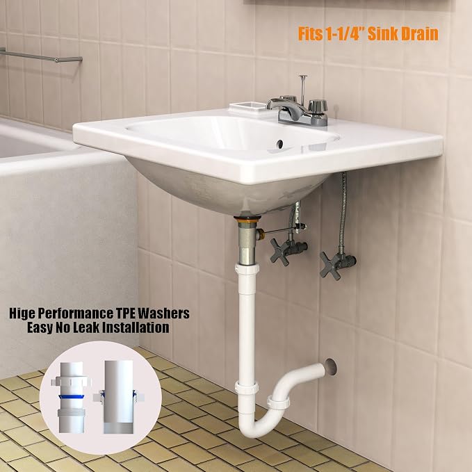 Bathroom Sink Drain Kit, for Most 1-1/4” Bathroom & Kitchen Sink Drain Repair - Image 5