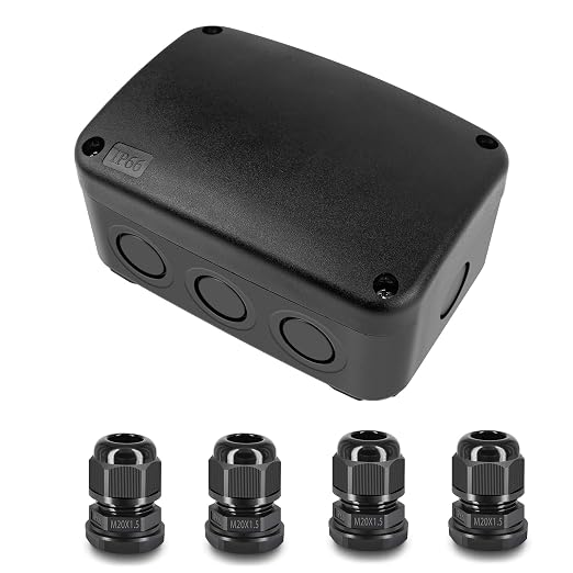 Black Weatherproof Junction Box, IP66 Waterproof Electrical Project Boxes | by NineLeaf