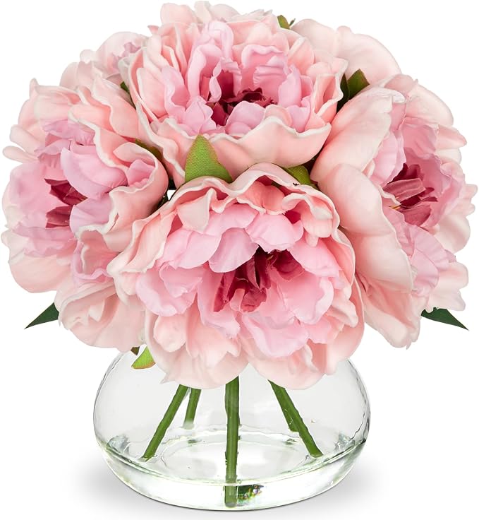 Hollyone Light Pink Peonies Artificial Flowers by Hollyone