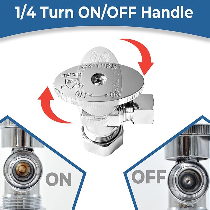 TTFLEX Angle Stop Valve 1/2" Nom x 3/8" Comp, Shut Off Valve, Quarter Turn | - Image 6