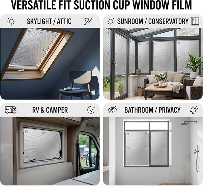Reflective Window Film Privacy, Heat Control Aluminum Foil Window Insulation Kit - Image 6