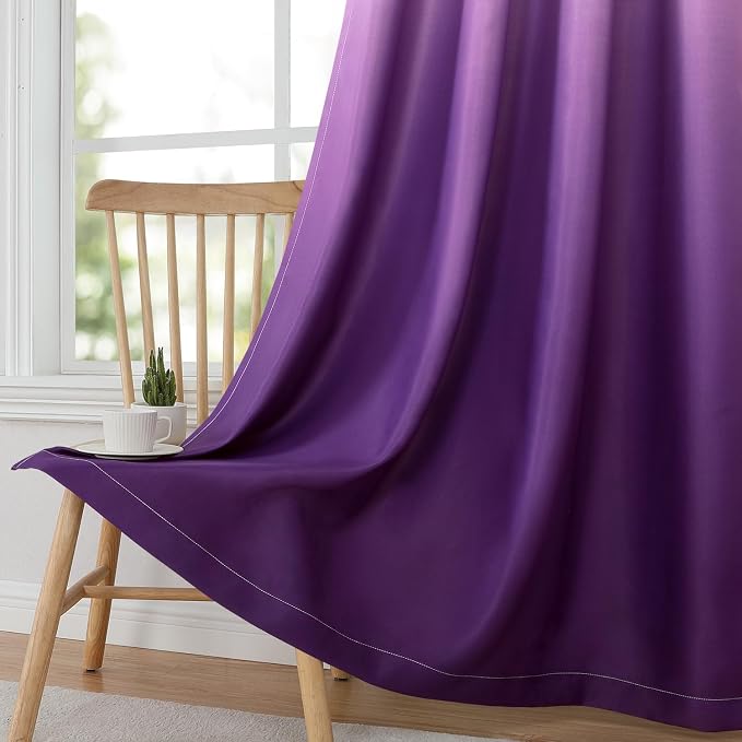 HOMEIDEAS Purple Ombre 100% Blackout 52W x 63L 2 Panels | Gradient, Room - Image 3