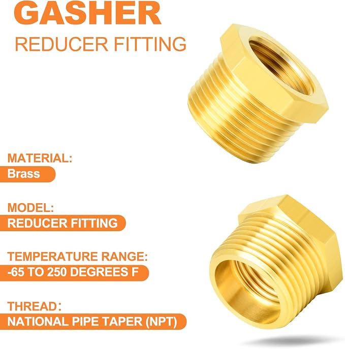 GASHER 12PCS Brass Hex Bushing Fitting Kit Hex Bushing 1/4" - Image 6