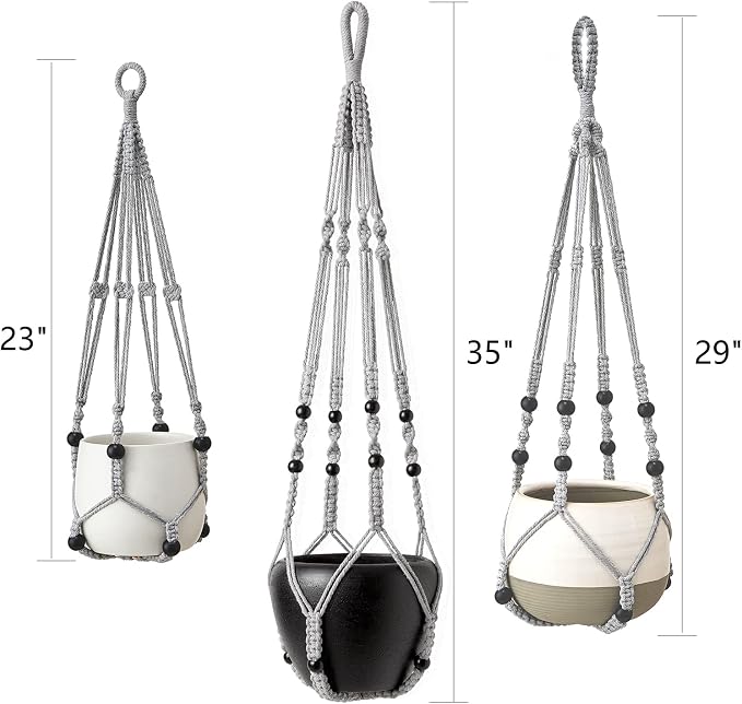 Mkono 3 Pack Macrame Plant Hangers Hanging Planters - Image 5