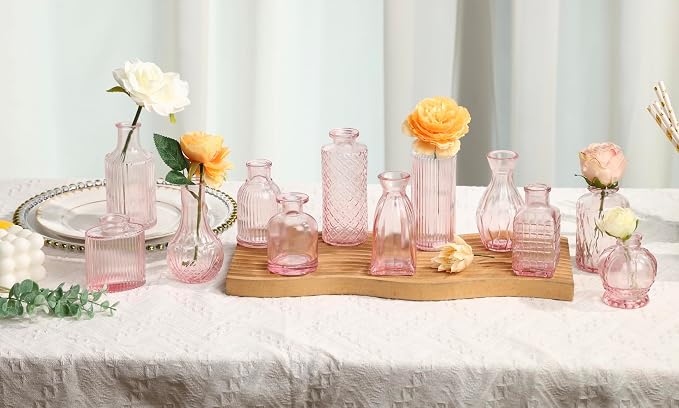 36pcs Pink Glass Bud Vase Set, Small Flower Vases - Image 5