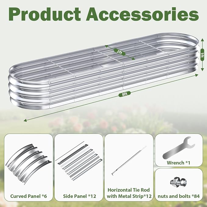 Galvanized Raised Garden Bed Outdoor, Easy Assemble Small Oval Plant Container - Image 2