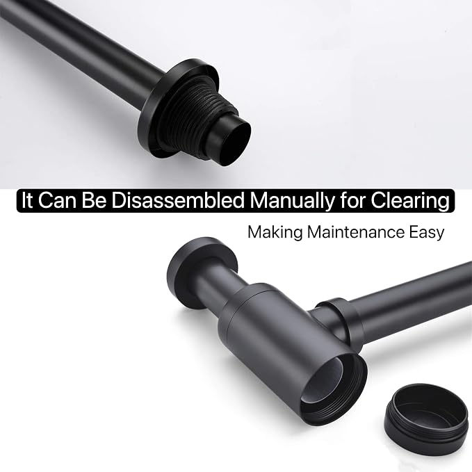 Matte Black Round Bottle P-Trap Drain Kit, 1-1/4 Inch Adjustable Wall Mount - Image 5