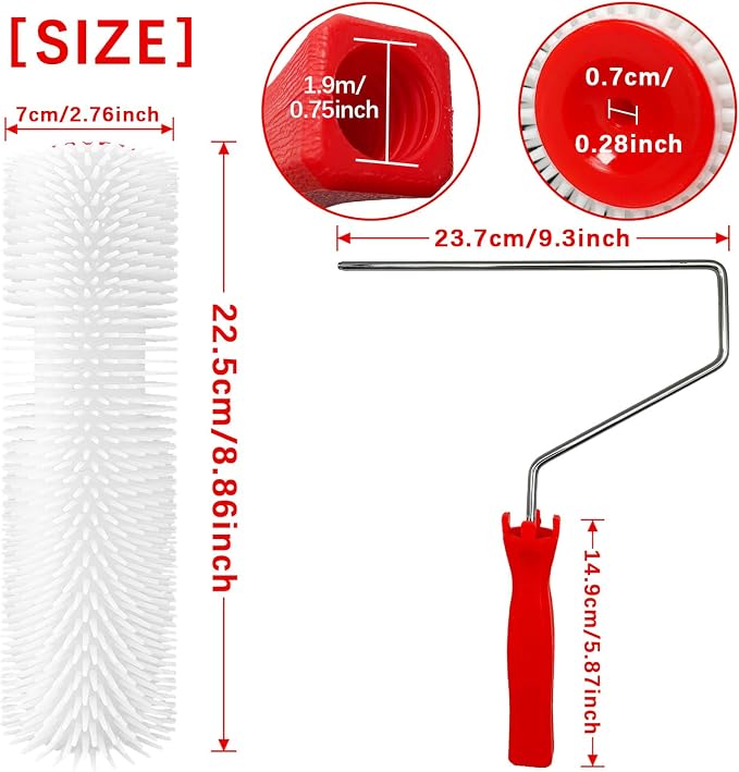 9 Inch Screed Spiked Roller, Thread in Handle | Latex Floor Self Leveling - Image 2
