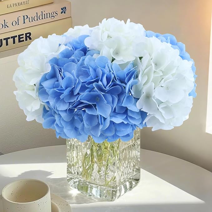AVIVIHO 205Pcs Fake Flowers White Hydrangea Artificial Flowers Bulk Ivory Silk - Image 7