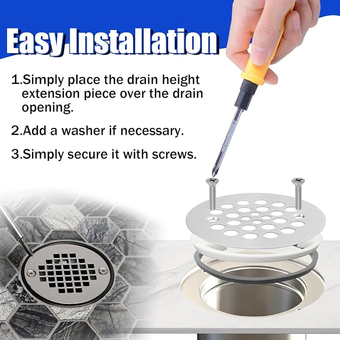2-1/2“–3” Strainers Shower Drain Height Extension Kit, Screw Hole Spacing: - Image 6
