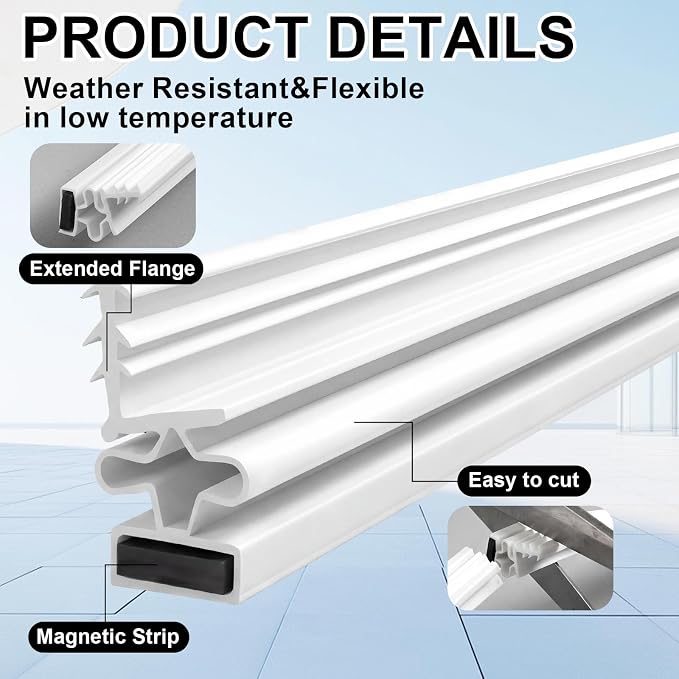 FoldTier 5 Pcs Magnetic Door Weather Stripping Kerf Seal Kit Vinyl, Top and - Image 3