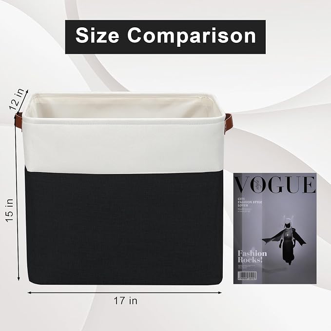 Large Fabric Storage Baskets | 50L Storage Bins, Decorative Linen Closet Baskets - Image 3
