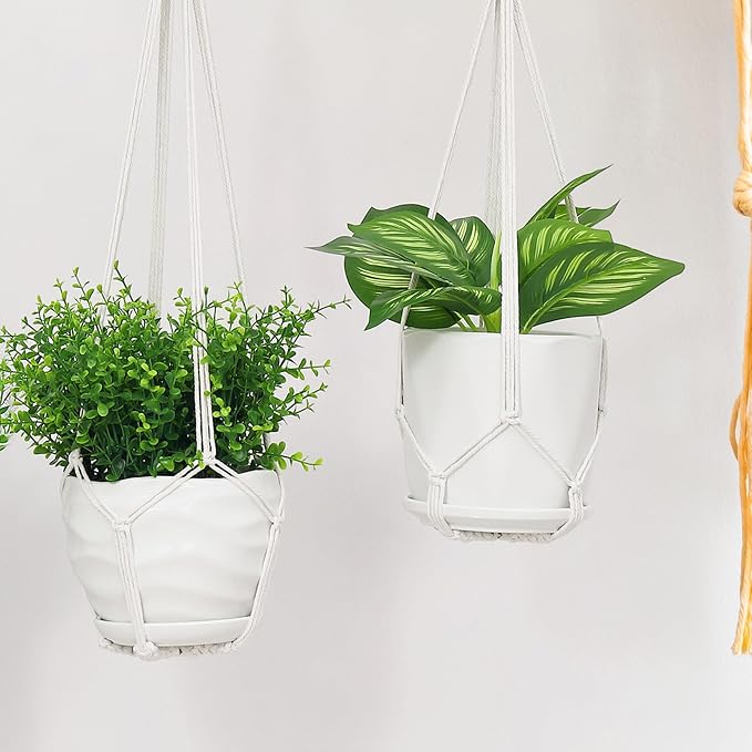 YIBOT 2 Pack 35" Macrame Plant Hangers, Hanging Planters - Image 6