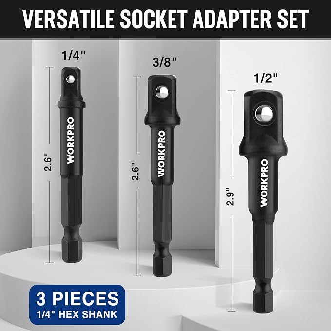 WORKPRO 7-Piece Impact Socket Adapter & Extension Set, CR-MO Steel | Includes - Image 3