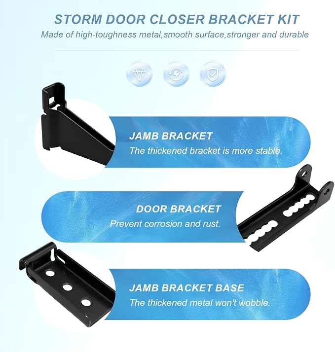 Reinforced Storm Door Closer Bracket Kit, Heavy-Duty Screen Door Closer - Image 3