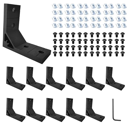 12pcs 4040 Angle Bracket Corner Hardware Extruded Aluminum Black | 4040 by SeekLiny