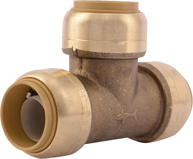 SharkBite 3/4 Inch Tee, Push to Connect Brass Plumbing Fitting, PEX Pipe by SharkBite