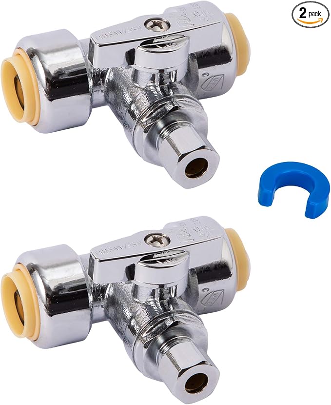 Service Tee Stop Valve, 1/2" Ptc x 1/2" Ptc x 1/4" Comp, Water Valve Shut Off by SUNGATOR
