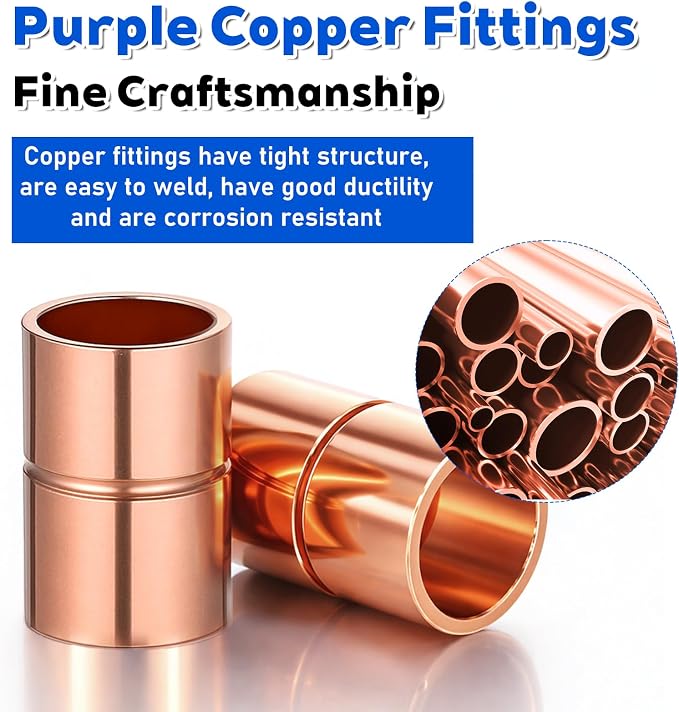 3/8 Inch Straight Copper Fittings 10 Pcs Copper Pipe Welding Joint Pipe - Image 3