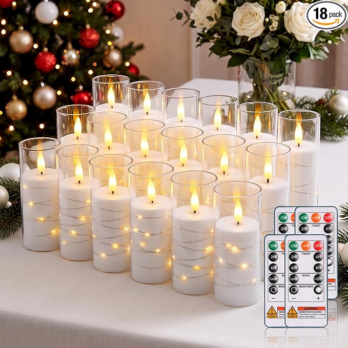 Raycare 18 Pcs Flameless Battery Operated Pillar Candles by Raycare